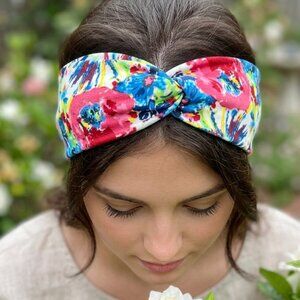Knot Turban Headband, Cotton Jersey Hair Wrap, Floral Womens Headband Athleisure